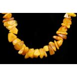 A butterscotch amber bead necklace. 59g