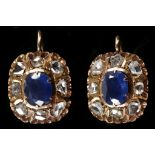 A pair for high carat gold, natural sapphire and d
