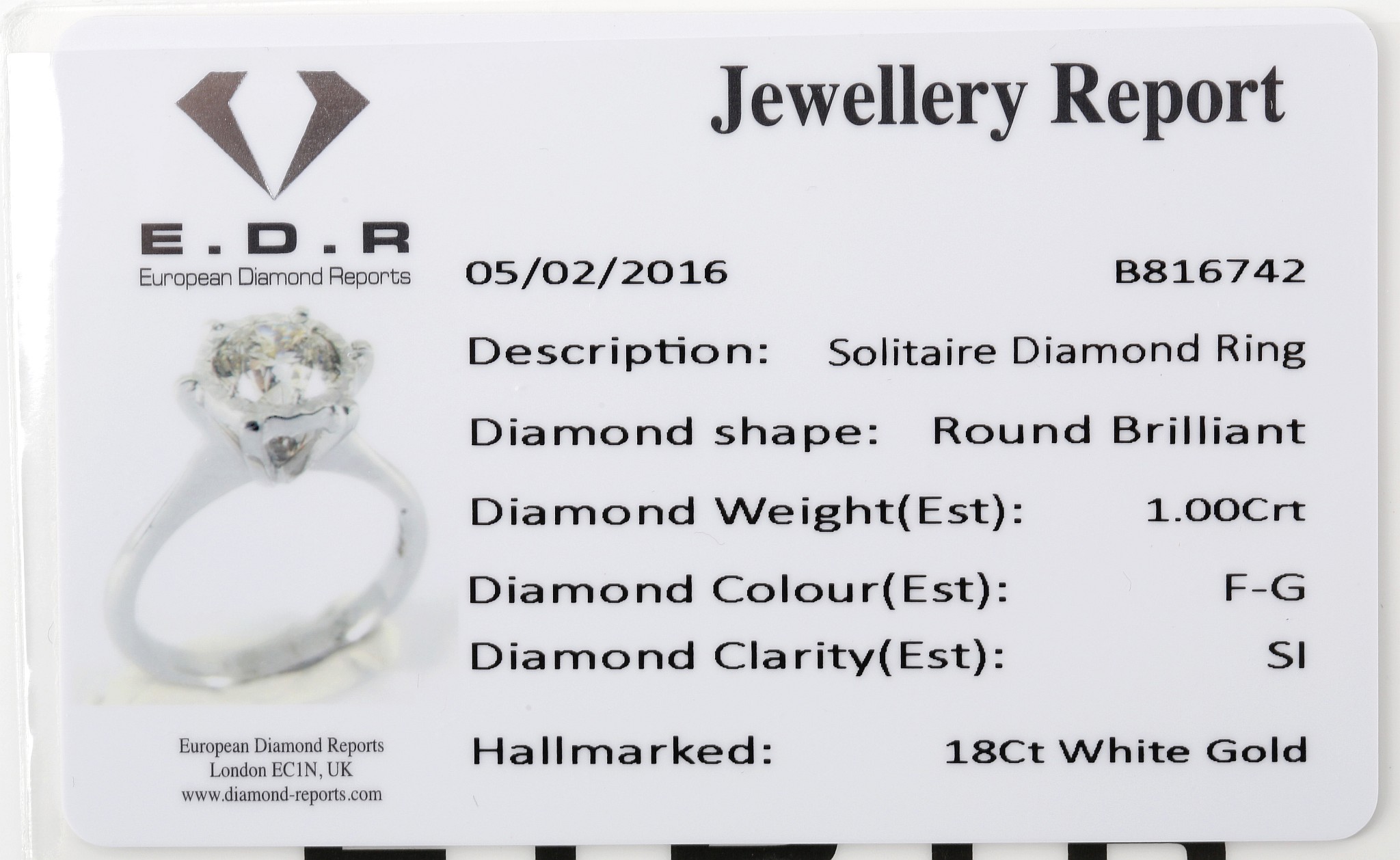 An 18ct white gold solitaire diamond ring, set wit - Image 3 of 3