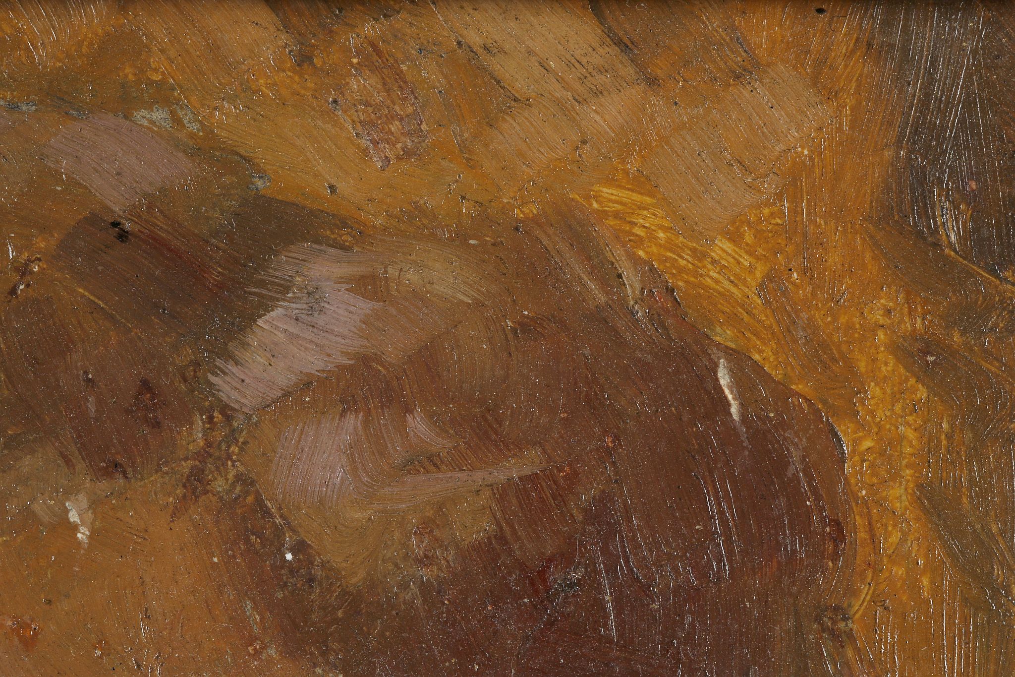 Circa 1900, small impressionistic oil on card portrait of a mustachioed man, verso, an au plein - Image 4 of 6