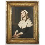 19th Century German school. 'The Pentinent Nun'. Oil on artist milled board, circa 1840/60. With