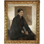 Nora Neilson Gray R.S.W. 1882-1931. 'The Charwoman'. A fine oil on canvas portrait, the sitter in