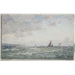 Julius Paulsen 1860-1940, Danish. 'Off the Coast at Skagen'. Oil on canvas, marine scape. Small