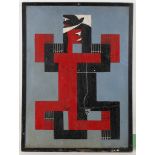 Roderick Bisson 1910-1987. 'Red Woman, Black Man'. Oil on panel. On the cusp of cubism and