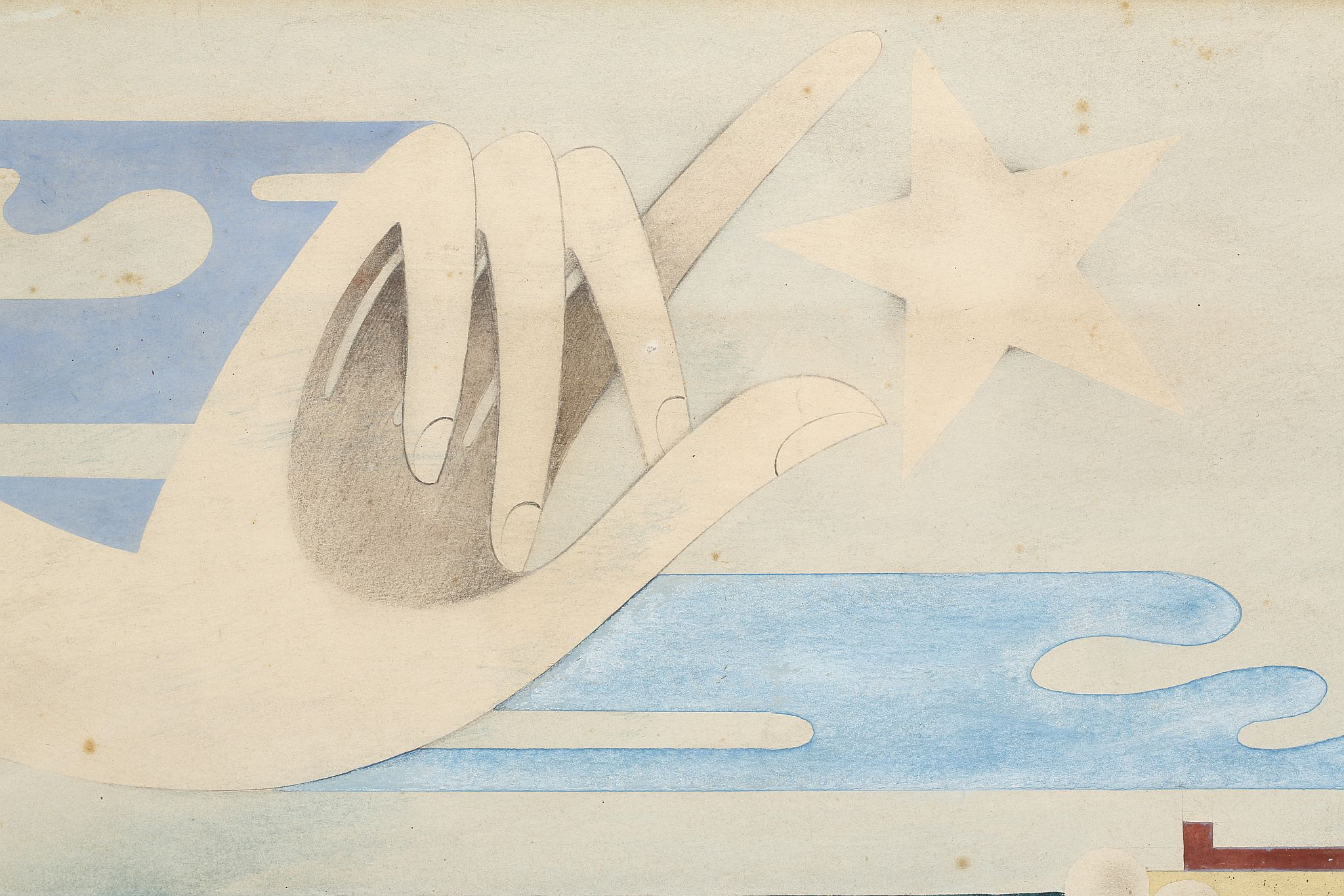 Roderick Bisson, 'Nautilus, Starfish in the Hand'. Watercolour, gouache, pencil and spray. A - Image 4 of 6