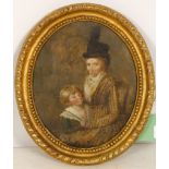 English school, late 18th / early 19th century. 'Portrait of a Mother and Son', on a gilt metal