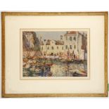 Frederick William Jackson 1859-1918. 'Fishing Boars, Venice'. Watercolour. Inscribed verso and dated
