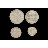 Edward VII 1902, maundy set of four coins in a red leather case with gilt enrichment, bust right /