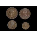 George I 1727, maundy set of four coins, lauret and draped bust right / values in Arabic numerals,