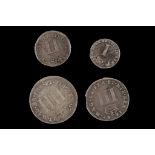 James II 1687, maundy set of four coins cuirassed bust left / values beneath crown, VF++.