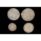 George II 1739, maundy set of four coins, lauret and draped bust left / values in Arabic crowned