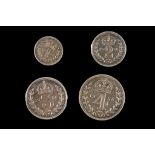 QEII 1956, maundy set of four coins, bust right / values in Arabic numerals crowned within garlands,