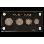 George II 1740, maundy money, set of four coins, draped and lauret bust left / values in crowned