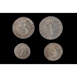 George II 1740, maundy set of four coins, lauret draped bust left / crowned Arabic numerals, VF++.