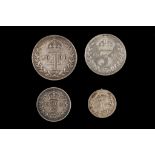 Edward VII 1908, maundy money set of four coins, bust right / Arabic values beneath crown within