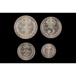 Edward VII 1905, maundy set of four coins, bust right / value in crowned Arabic numerals within