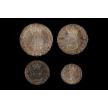 George III 1800, maundy set of four coins, cuirassed and draped bust right / crowned Arabic