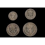 QEII 1956, maundy set of four coins, bust right / values in Arabic numerals crowned within garlands,