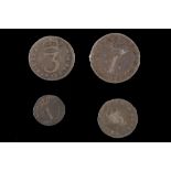 William III 1701, maundy set of four coins, laureate bust right / values in crowned Arabic numerals,