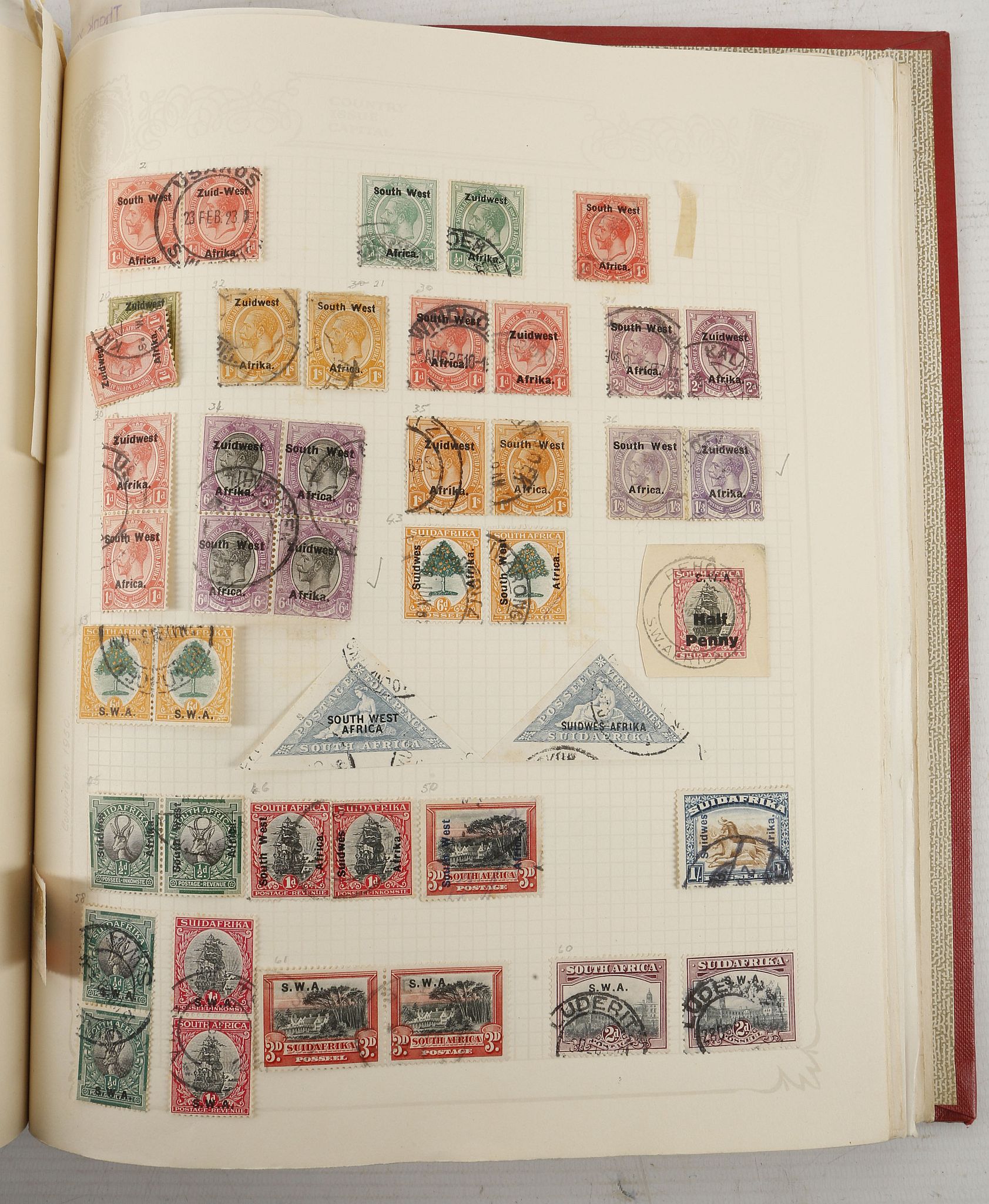 A collection of stamps, contained in a red loose leaf album and includes strength to South Africa - Image 4 of 6