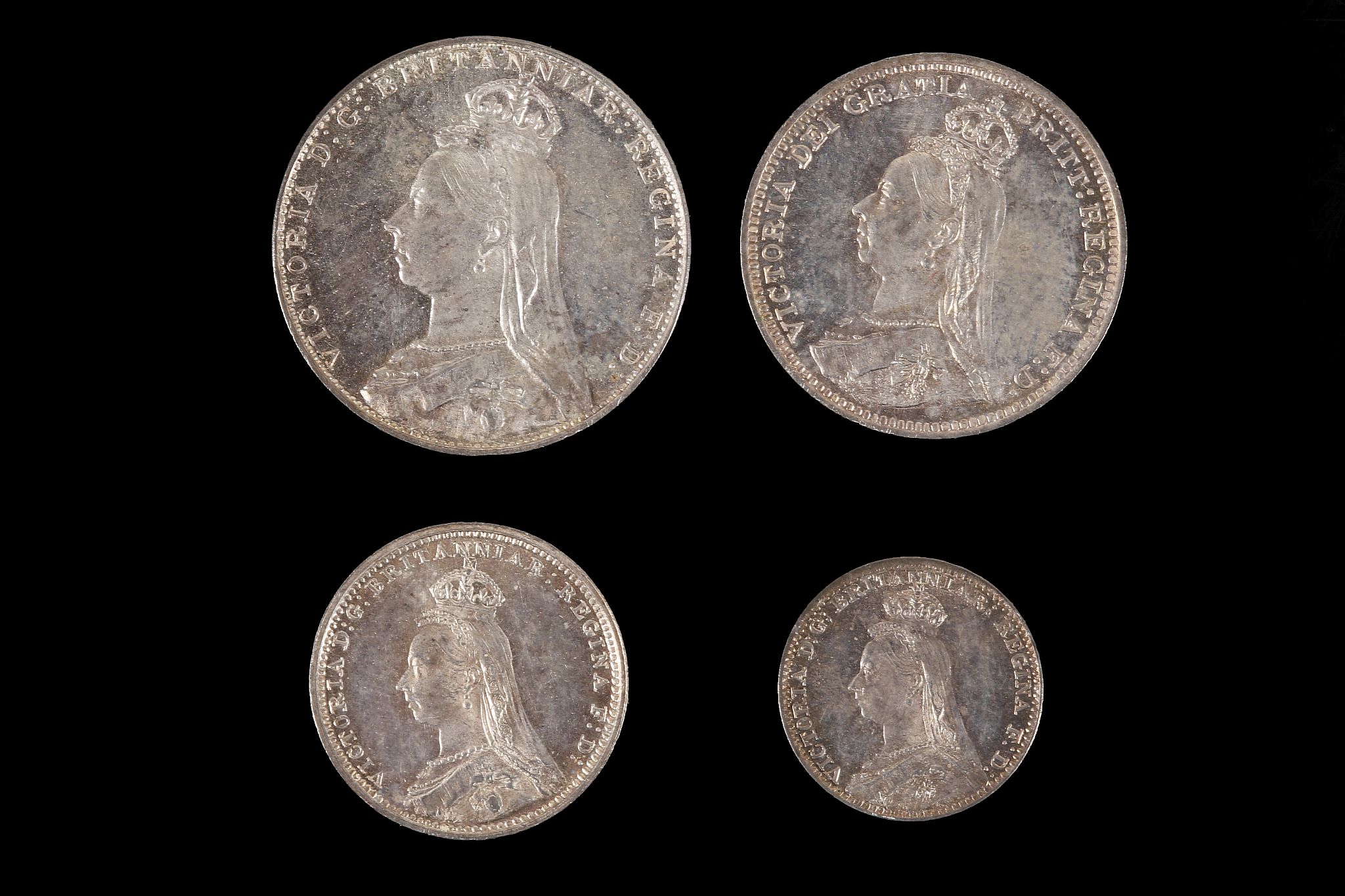 Victoria 1892, maundy set of four coins, veiled head left / value in Arabic numerals beneath crown - Image 2 of 2