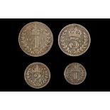 George VI 1945, maundy set of four coins, bust left / values in Arabic numerals beneath crown within