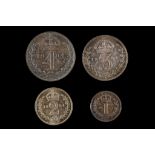 Edward VII 1904, maundy set of four coins in a gilt enriched morroc leather case, bust right /