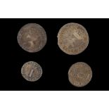 George I 1723, maundy set of four coins, lauret and draped bust right / crowned Arabic numeral