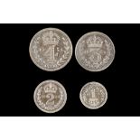 QEII 1954, maundy set of four coins contained in a red presentation case, bust right / value in