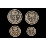 QEII 1972, maundy set of four coins contained in a red presentation case, bust right / value in