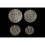 George V 1916, maundy set of four coins in a gilt embellished blue morroc leather presentation case,