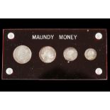 Victoria 1867, maundy money set of four coins, now held in a clear plastic display, young head