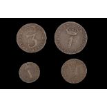 William III 1701, maundy set of four coins, laureate bust right / values in crowned Arabic numerals,