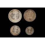 Edward VII 1907, maundy set of four coins, bust right / crowned Arabic value within garland, near