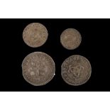 Charles II 1676, maundy set of four coins, laureate and draped bust right / interlocking 'C', 4