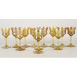 A collection of 12 fine quality early 20th century crystal cut iridescent Tiffany Favrile manner
