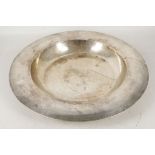 A large continental sterling silver 925 shallow dish - bowl, stamped JLSE Riedel , 47cm diameter.