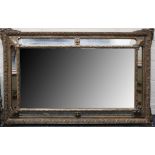 A modern giltwood cushion framed rectangular wall mirror with bevelled plate, 162 x 107cm.