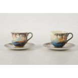 A pair of early 20th century, fine quality Royal Worcester bone china cabinet coffee cups and