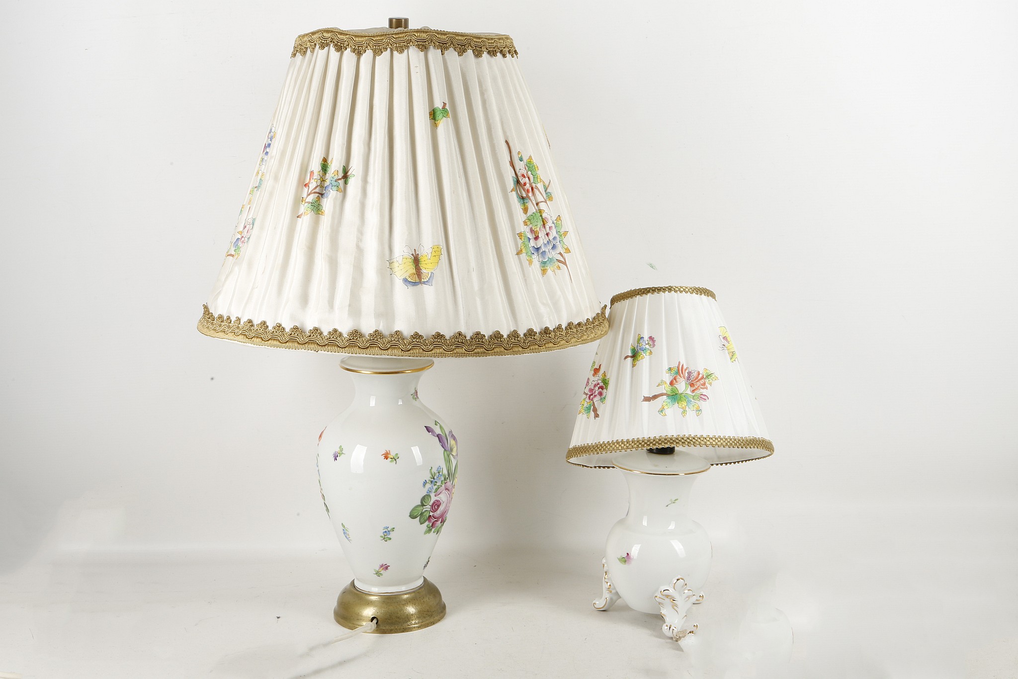 An early 20th century, Herend porcelain lamp base, moulded with flower heads, and another small - Image 2 of 2