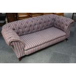 A 19th / 20th Chesterfield sofa, double drop ends, contemporary tartan buttonback upholstery,