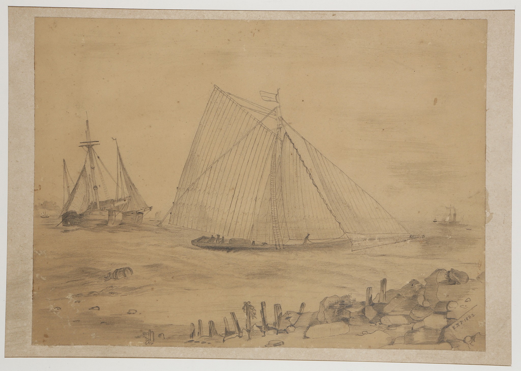 A. Skuse, late 19th century school. A pair of coastal marine drawings, the first depicting a