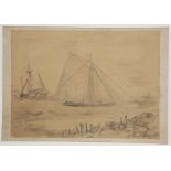 A. Skuse, late 19th century school. A pair of coastal marine drawings, the first depicting a