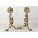 A pair of Victorian brass andirons.