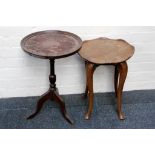 Two occasional wine tables, including a tripod wine table and a table with shaped top and moulded