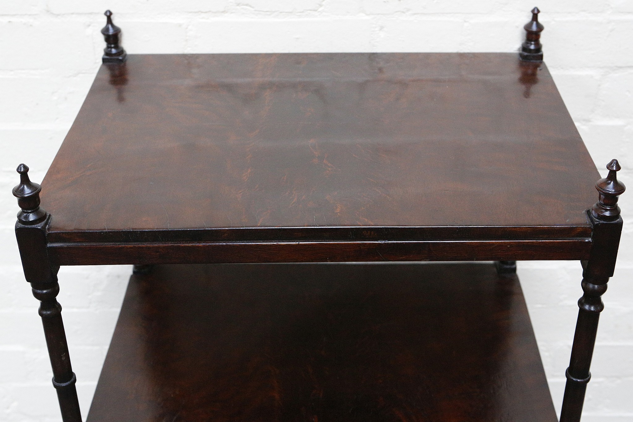 A 19th century mahogany what-not, with turned supports, three tiers and single drawer, 55 x 41cm. - Image 2 of 4