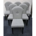 WITHDRAWN! A set of six modern Justin Van Breda dining chairs, with grey fabric upholstery, on black