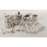 A miscellaneous collection of hallmarked silver items to include; a bon bon dish with pierced