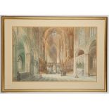 Alfred Parkman, 1909, interior of Ely Cathedral, watercolour, 39 x 61cm. Mounted, glazed and