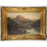 J.M. Ducker, in the manner of Alfred de Breanski. 'Sunset in the Highlands'. Oil on canvas